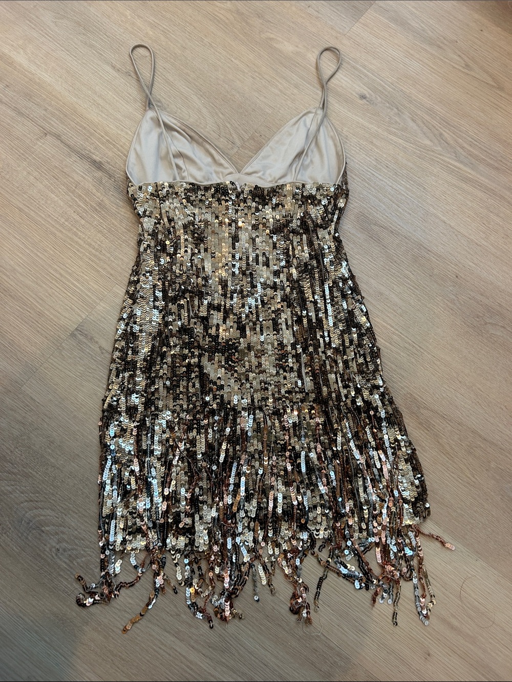Lovers and Friends Isabetta Sequin Fringe Mini Dress in Gold Sequin Revolve XS - Picture 3 of 4